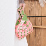 A-ピンク | 配色ニットバッグ 小物 鞄 | kirakiraShop 