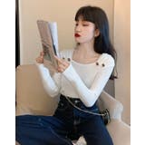 タックデザインスクエアネックニットトップス トップス リブニット | kirakiraShop | 詳細画像14