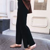 ブラック | スリットデザインニットパンツ ボトムス ワイドパンツ | kirakiraShop 