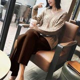 ブラウン | スリットデザインニットパンツ ボトムス ワイドパンツ | kirakiraShop 