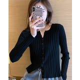 キーネックリブニットカーディガン トップス リブニット | kirakiraShop | 詳細画像11