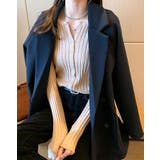 キーネックリブニットカーディガン トップス リブニット | kirakiraShop | 詳細画像17