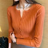 キーネックリブニットカーディガン トップス リブニット | kirakiraShop | 詳細画像37