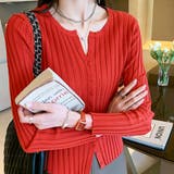 キーネックリブニットカーディガン トップス リブニット | kirakiraShop | 詳細画像39