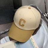 Aタイプ-ベージュ | 配色ロゴキャップ 2タイプ 男女兼用 | kirakiraShop