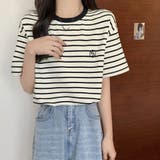 ホワイト | 【SHOPLIST限定】刺繍ロゴボーダーTシャツ 4サイズ トップス | kirakiraShop 