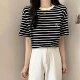 ブラック | 【SHOPLIST限定】刺繍ロゴボーダーTシャツ 4サイズ トップス | kirakiraShop 