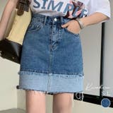 【SHOPLIST限定】バイカラーデニムミニスカート ボトムス ミニスカート | kirakiraShop  | 詳細画像1 