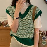 【SHOPLIST限定】幾何学柄ジャガードニットベスト トップス ニットベスト | kirakiraShop  | 詳細画像1 