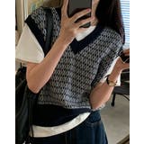 【SHOPLIST限定】幾何学柄ジャガードニットベスト トップス ニットベスト | kirakiraShop  | 詳細画像2 