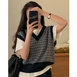 【SHOPLIST限定】幾何学柄ジャガードニットベスト トップス ニットベスト | kirakiraShop  | 詳細画像4 