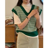 【SHOPLIST限定】幾何学柄ジャガードニットベスト トップス ニットベスト | kirakiraShop  | 詳細画像8 