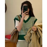 【SHOPLIST限定】幾何学柄ジャガードニットベスト トップス ニットベスト | kirakiraShop  | 詳細画像9 