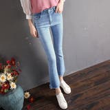 ライトブルー | カットオフクロップドフレアデニムパンツ全4色 4サイズ デニムパンツ | kirakiraShop