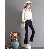 カットオフクロップドフレアデニムパンツ全4色 4サイズ デニムパンツ | kirakiraShop | 詳細画像2