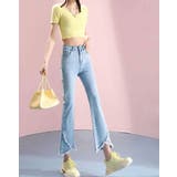 フロント切替デザインクロップドデニムパンツ 4サイズ ボトムス | kirakiraShop | 詳細画像5