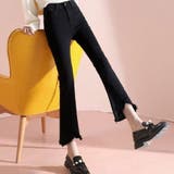 ブラック | フロント切替デザインクロップドデニムパンツ 4サイズ ボトムス | kirakiraShop