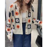 花柄クロシェ編みカーディガン トップス ニットカーデ | kirakiraShop  | 詳細画像4 