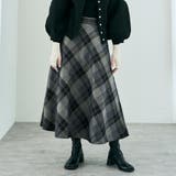 グレー | チェック柄フレアスカート 4サイズ ボトムス | kirakiraShop 