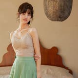 ライトベージュ | カップ付きストライプ格子レースキャミソール インナー 下着 | kirakiraShop