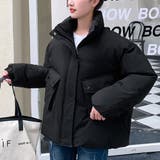 ブラック | スタンドネック中綿カラージャケット 2サイズ アウター | kirakiraShop 