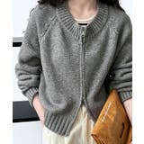 チャコール | モックネックジップニットカーディガン トップス ニット | kirakiraShop