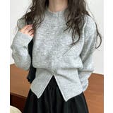 モクグレー | ウエストジップメランジニットトップス ニット セーター | kirakiraShop 