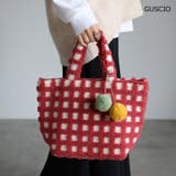 レッド | ボアチェックトート もこもこふわふわ ランチバッグ | GUSCIO