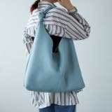 ブルー | ノットハンドルトートバッグ ポーチ付き 一枚革風 12-1151 | GUSCIO