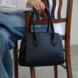 ブラック | ハンドバッグ  ボストン型 三室構造 ショルダー付き 12-1187 | GUSCIO