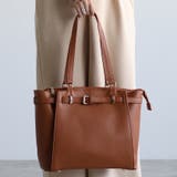 キャメル | トートバッグ ベルトデザイン ポーチ付き | GUSCIO