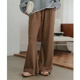 モカ | 起毛リブ美脚パンツ［M4499］ワイドパンツ カーブ リブ | KOBE LETTUCE