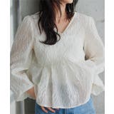 アイボリー | シアージャガードVネックペプラムブラウス［C7790］ シアー ペプラムブラウス | KOBE LETTUCE