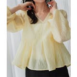 イエロー | シアージャガードVネックペプラムブラウス［C7790］ シアー ペプラムブラウス | KOBE LETTUCE