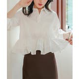 ホワイト | フリルデザイン長袖ブラウス［C7793］ | KOBE LETTUCE