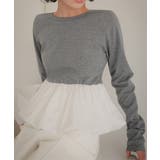 グレー | ペプラム切替バルーンコットンロンT［C7801］ ペプラムトップス ロンt | KOBE LETTUCE