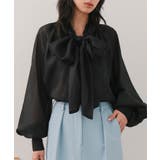 ブラック | ボウタイリボンシアーブラウス［C7802］ ボウタイ ブラウス | KOBE LETTUCE