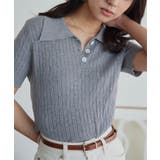 グレー | ケーブル編み半袖ポロニット［C7827］ ケーブル編み 半袖 | KOBE LETTUCE