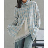 ブルー | シアーチェック柄ビッグシャツ［C7846］ シアーシャツ チェック | KOBE LETTUCE