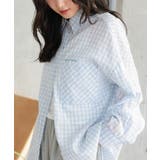 ブルー | 刺繍ロゴチェック柄ビッグシャツ［C7847］ チェック柄 ビッグシャツ | KOBE LETTUCE