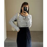 細ボーダーオフ | [ yuiさんコラボ ]選べる2タイプ長袖 デザインカットソー［C7853］ | KOBE LETTUCE