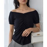 ブラック | 2wayフロントギャザーTシャツ［C7856］ 2way フロントギャザー | KOBE LETTUCE