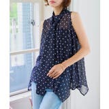 ネイビー | シアードットAラインブラウス［C7873］ シアードット ノースリブラウス | KOBE LETTUCE