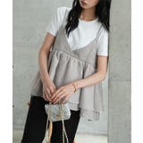 グレージュ | 異素材ドッキングペプラムキャミトップス［C7876］ 異素材ドッキング ペプラム… | KOBE LETTUCE