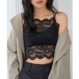 ブラック | カップ付きレースキャミトップス［C7909］ カップ付き レースキャミ | KOBE LETTUCE