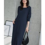 ネイビー | 前後2wayボートネックリブワンピース［E3569］ リブワンピース 前後2wa… | KOBE LETTUCE