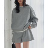 グレー | フェイクレイヤードトップス×ショーパンセット［E3578］ セットアップ 上下 | KOBE LETTUCE