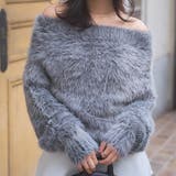グレー×ブラック | ミックスシャギーフェザーオフショルニットトップス［N1147］ | KOBE LETTUCE