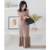 モカ | アンチピリング 裾フレア ニットワンピース | KOBE LETTUCE