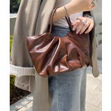 キャメルブラウン | ギャザーデザインフェイクレザーバッグ ハンドバッグ 鞄 | KOBE LETTUCE